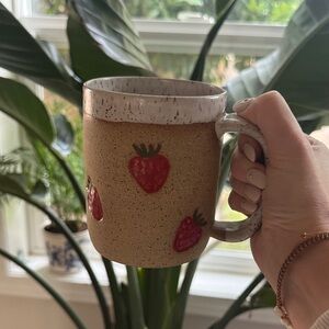 Handmade ceramic strawberry mug